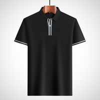 Classic short-sleeve polo shirt with contrast details – Fabian-Black-S-State of Style