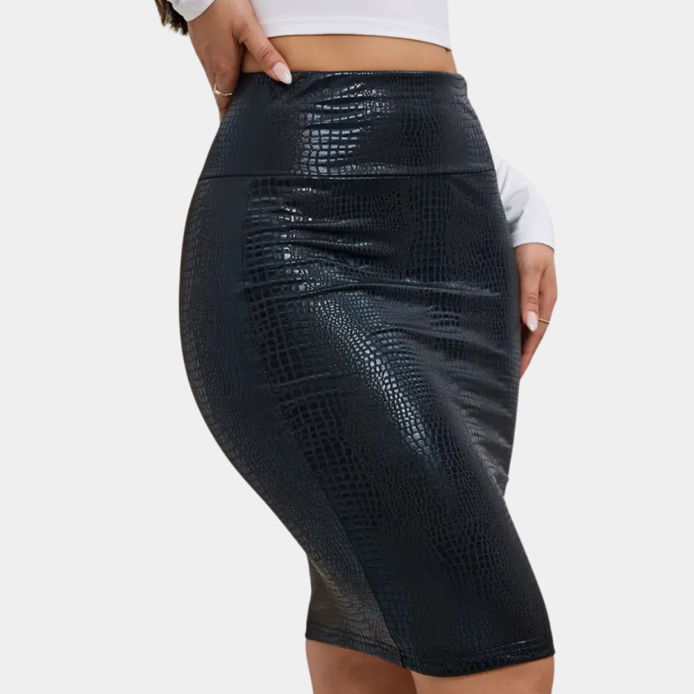 Classic Skirt with Crocodile Print – Odette-Black-XS-State of Style