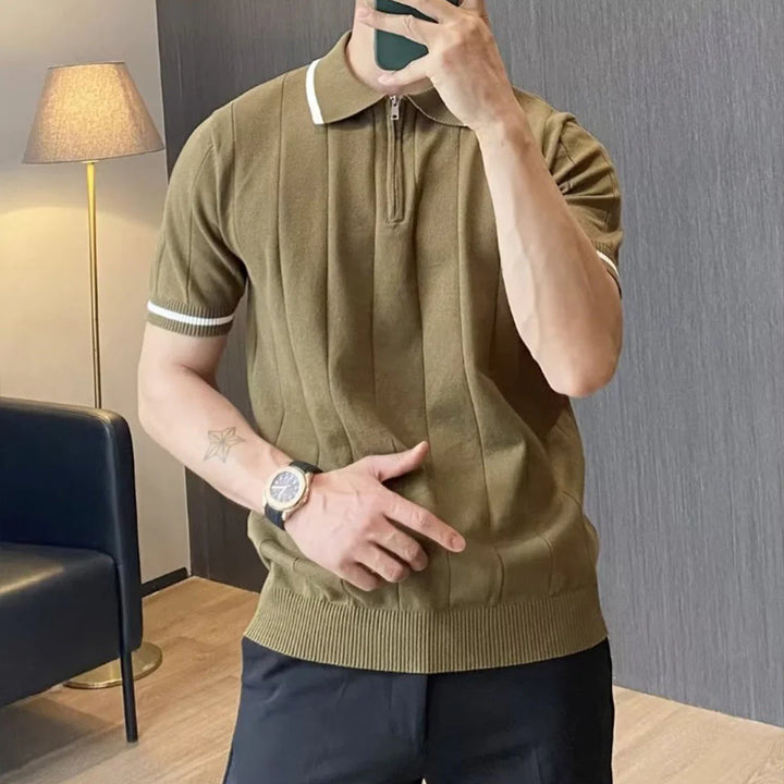 Classic Striped Polo | Textured Comfort-Black-S-State of Style