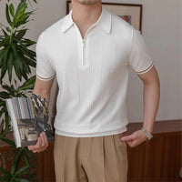 Classic Striped Polo | Textured Comfort-Black-S-State of Style