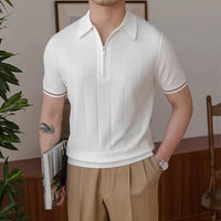 Classic Striped Polo | Textured Comfort-Black-S-State of Style