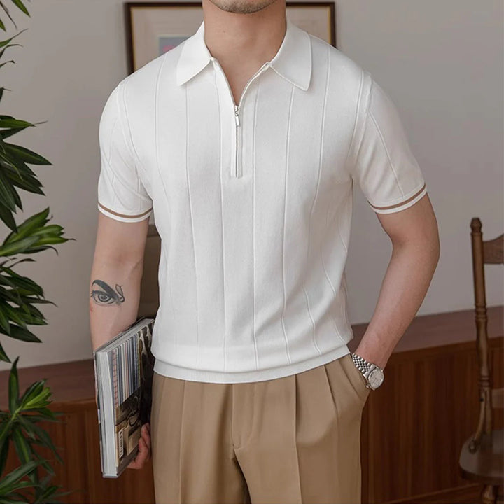 Classic Striped Polo | Textured Comfort-Black-S-State of Style