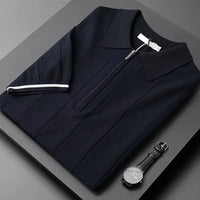 Classic Striped Polo | Textured Comfort-Black-S-State of Style