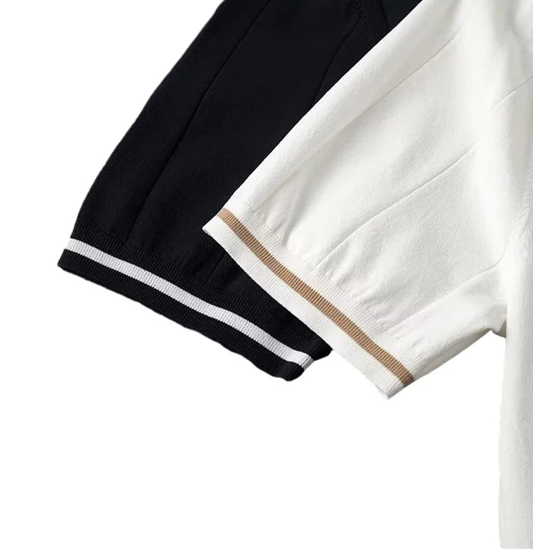Classic Striped Polo | Textured Comfort-Black-S-State of Style