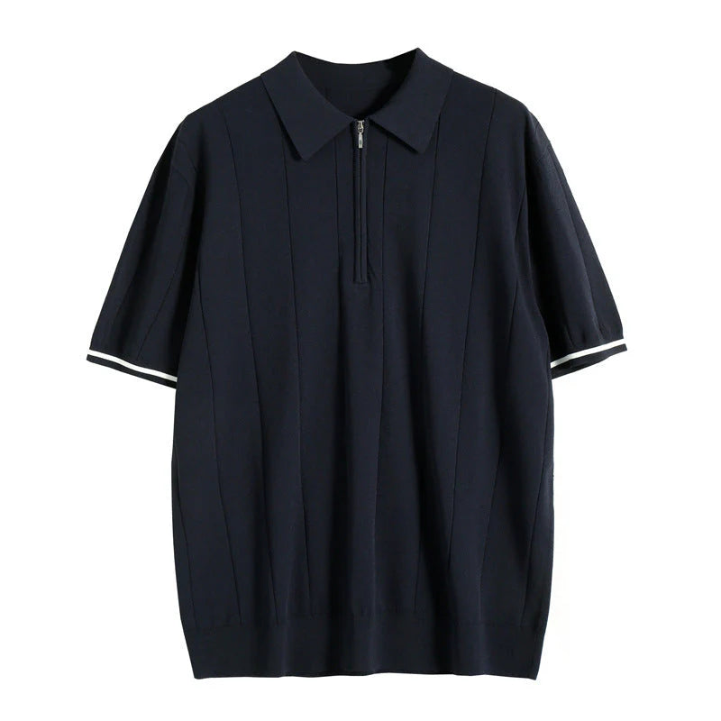Classic Striped Polo | Textured Comfort-Black-S-State of Style