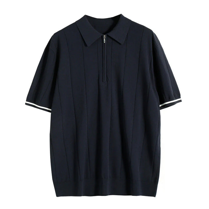 Classic Striped Polo | Textured Comfort-Black-S-State of Style