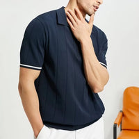 Classic Striped Polo | Textured Comfort-Black-S-State of Style