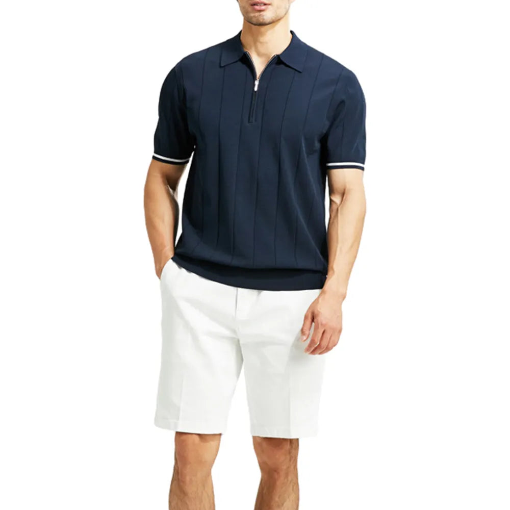 Classic Striped Polo | Textured Comfort-Black-S-State of Style