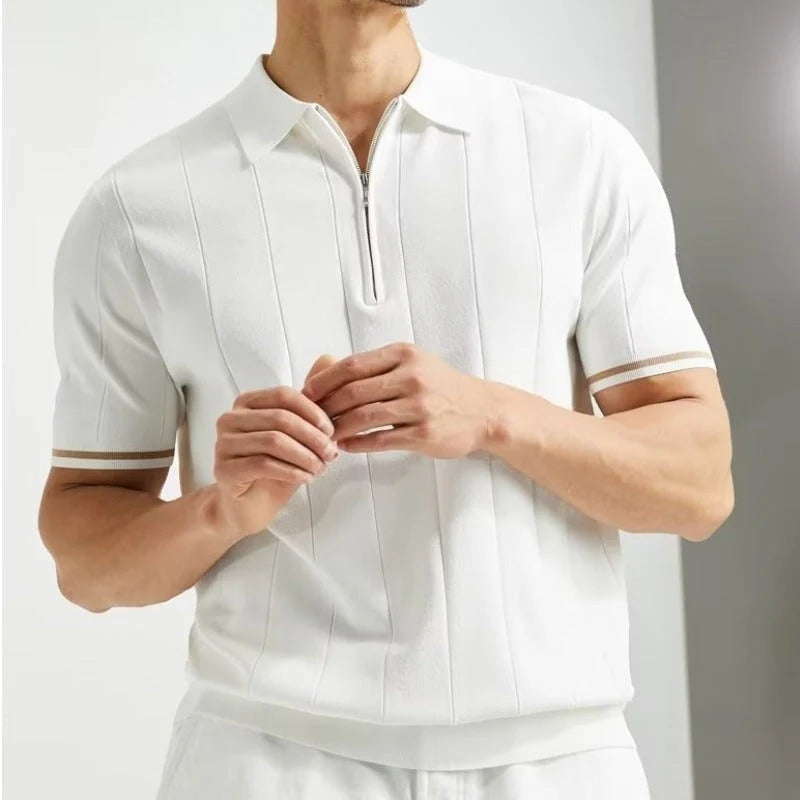Classic Striped Polo | Textured Comfort-Black-S-State of Style