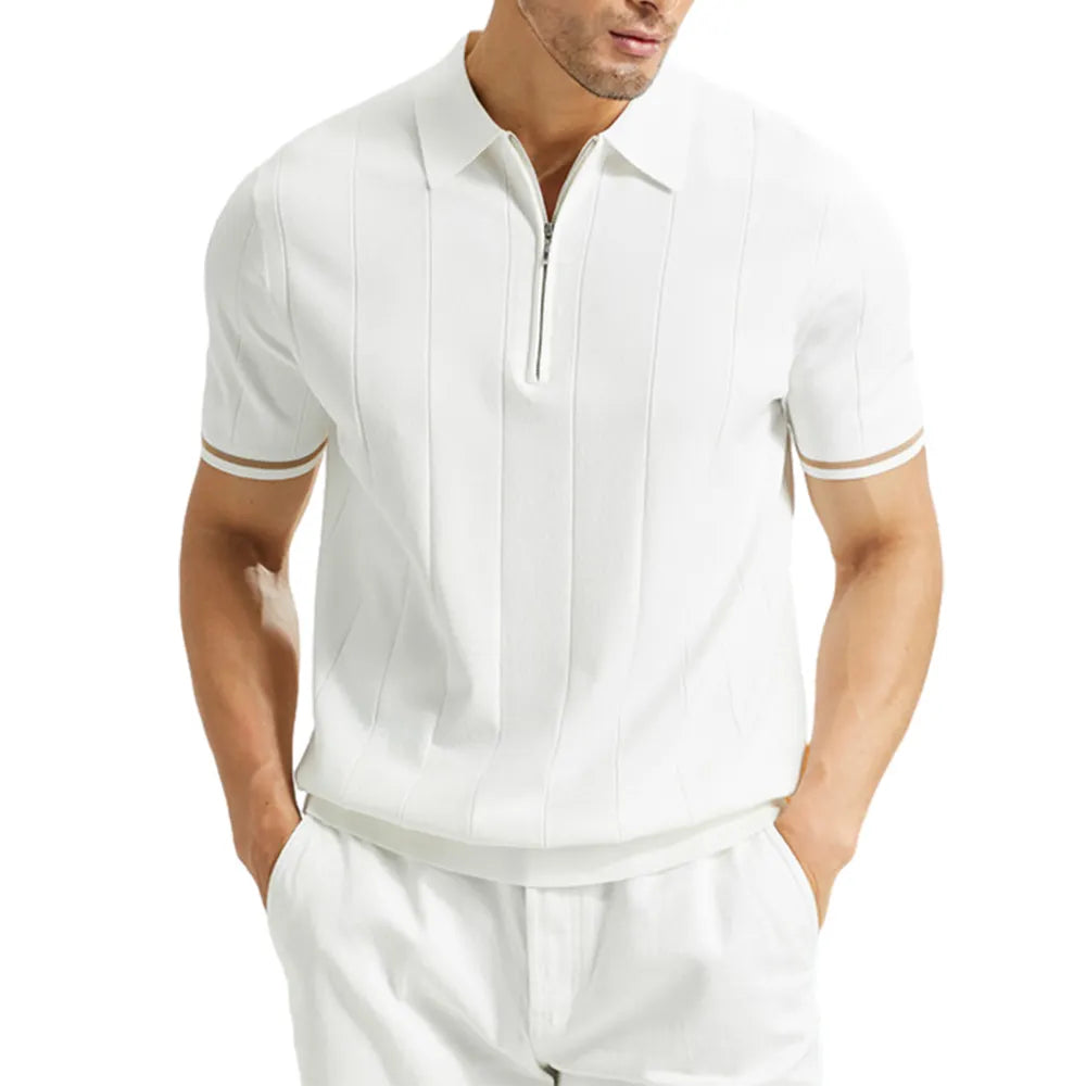 Classic Striped Polo | Textured Comfort-Black-S-State of Style