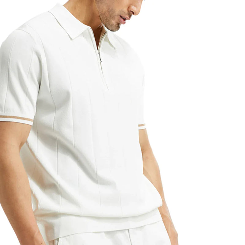 Classic Striped Polo | Textured Comfort-Black-S-State of Style