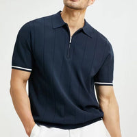 Classic Striped Polo | Textured Comfort-Black-S-State of Style