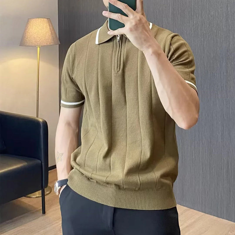 Classic Striped Polo | Textured Comfort-Green-S-State of Style