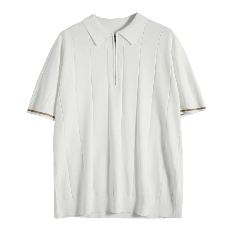 Classic Striped Polo | Textured Comfort-White-S-State of Style