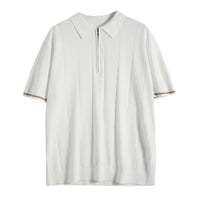 Classic Striped Polo | Textured Comfort-White-S-State of Style