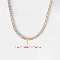 Classic Tennis Necklace with Shimmering Rhinestones-Gold 3mm-Kettenlänge 33cm-State of Style