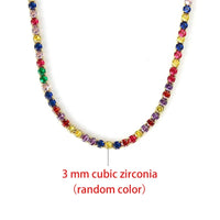 Classic Tennis Necklace with Shimmering Rhinestones-Rainbow 3mm-Kettenlänge 33cm-State of Style