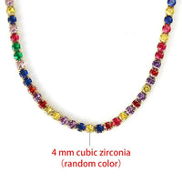 Classic Tennis Necklace with Shimmering Rhinestones-Rainbow 4mm-Kettenlänge 33cm-State of Style