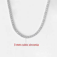 Classic Tennis Necklace with Shimmering Rhinestones-White gold 3mm-Kettenlänge 33cm-State of Style