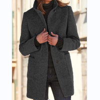 Classic Wool Women's Coat with Retro Button Closure - Amanda-Black-S-State of Style