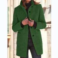 Classic Wool Women's Coat with Retro Button Closure - Amanda-Green-S-State of Style