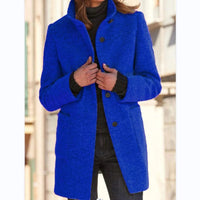 Classic Wool Women's Coat with Retro Button Closure - Amanda-Sky Blue-S-State of Style