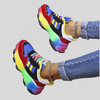 Classy – Multicoloured Lace-Up Running Shoes-Green-3.0-State of Style