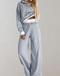 Cléo - Comfy Two-piece Set with Hoodie and Wide Trousers-Grey-S-State of Style