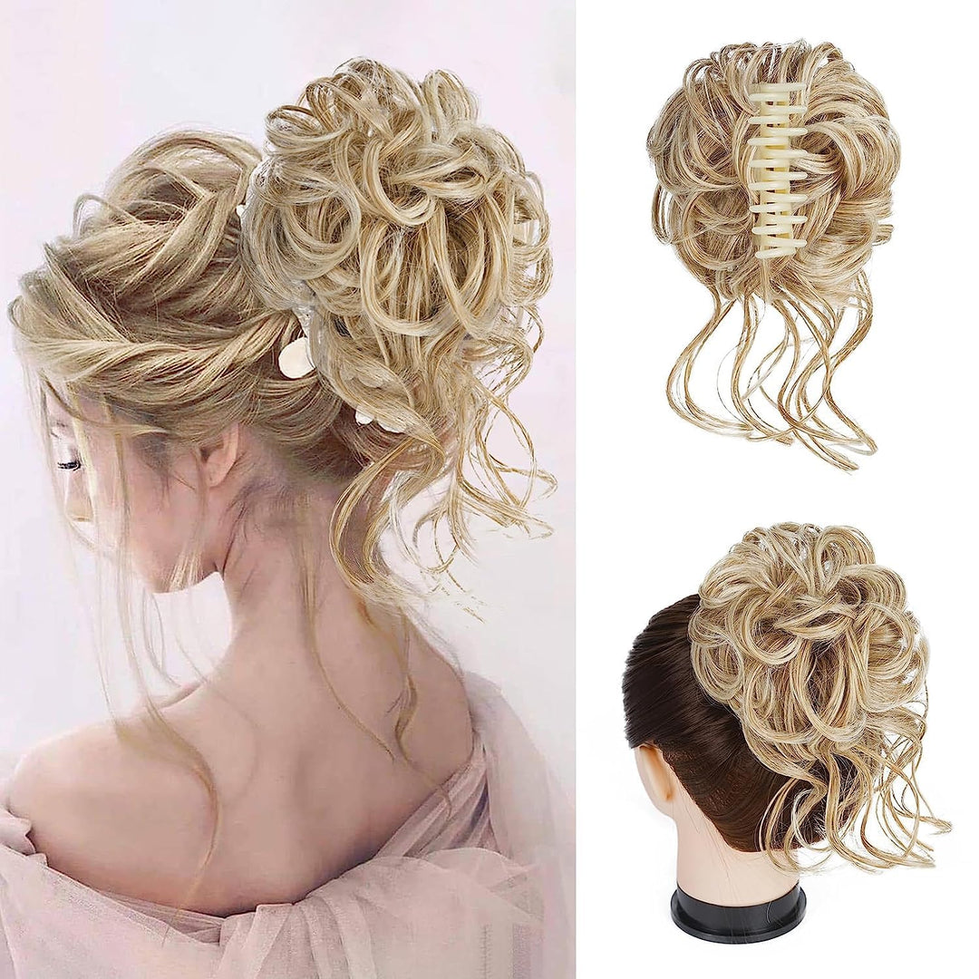 Clip with Hair Extension for Wavy Bun – CurlClip-Blond-State of Style