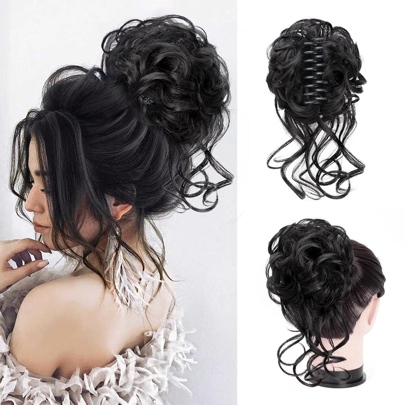 Clip with Hair Extension for Wavy Bun – CurlClip-Dark brown-State of Style