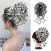 Clip with Hair Extension for Wavy Bun – CurlClip-Gray-State of Style