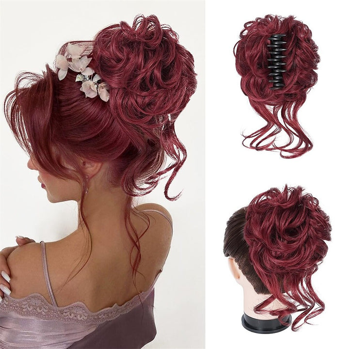 Clip with Hair Extension for Wavy Bun – CurlClip-Red-State of Style