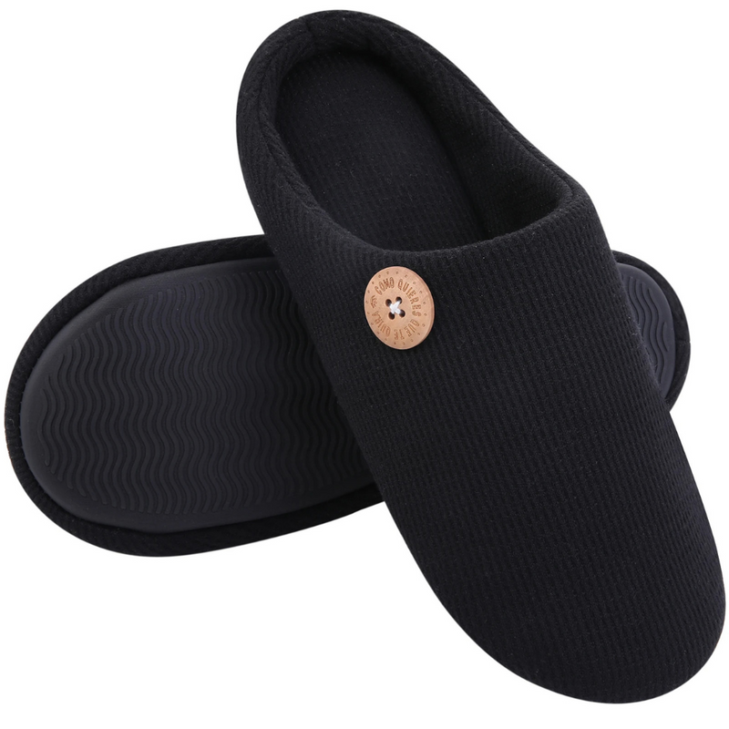 CloudStep Memory Foam Comfort Slippers-AU 4-5-Black-State of Style