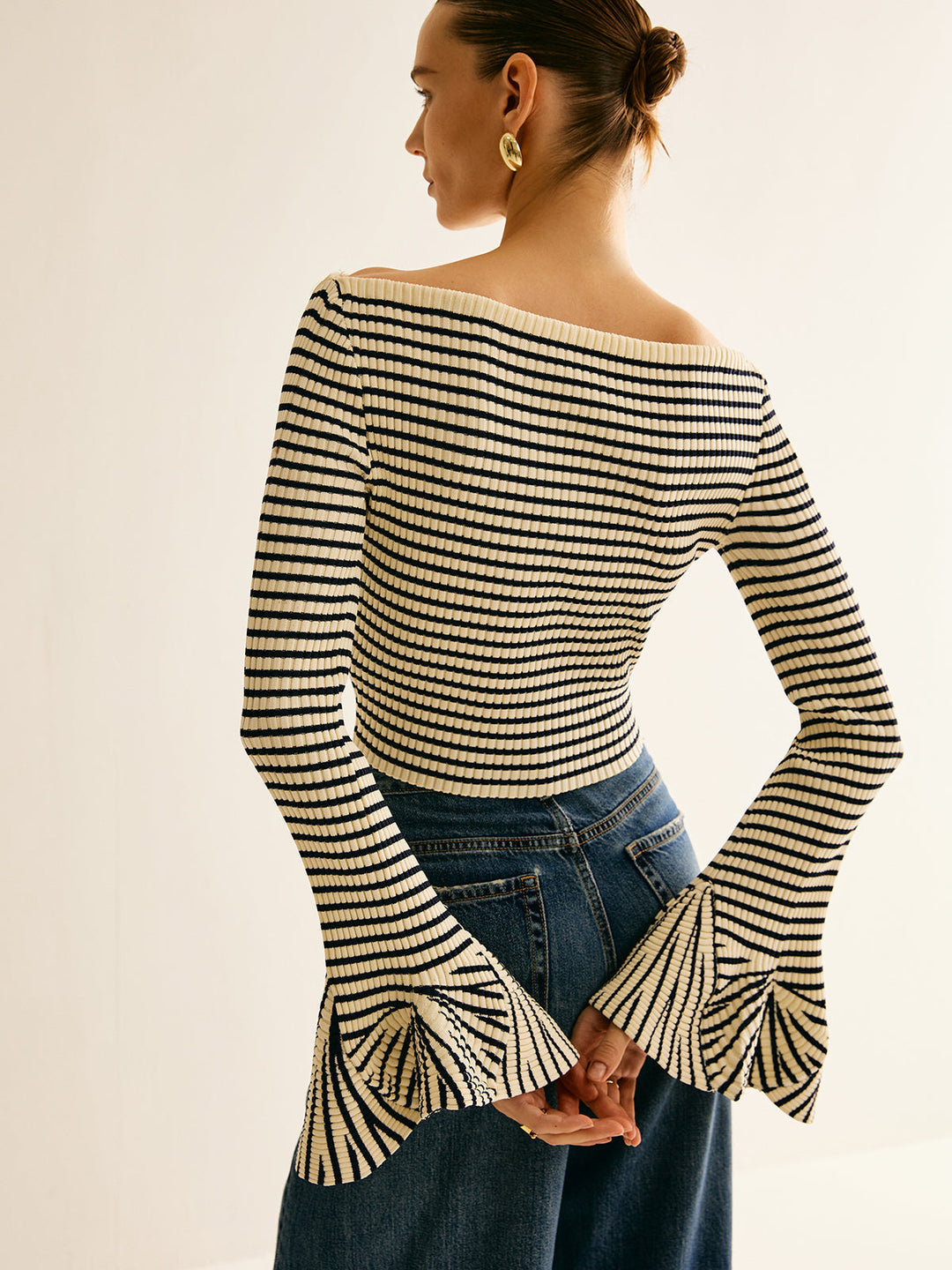 Cold-Shoulder Striped Shirt for Women - Selene-XS-State of Style