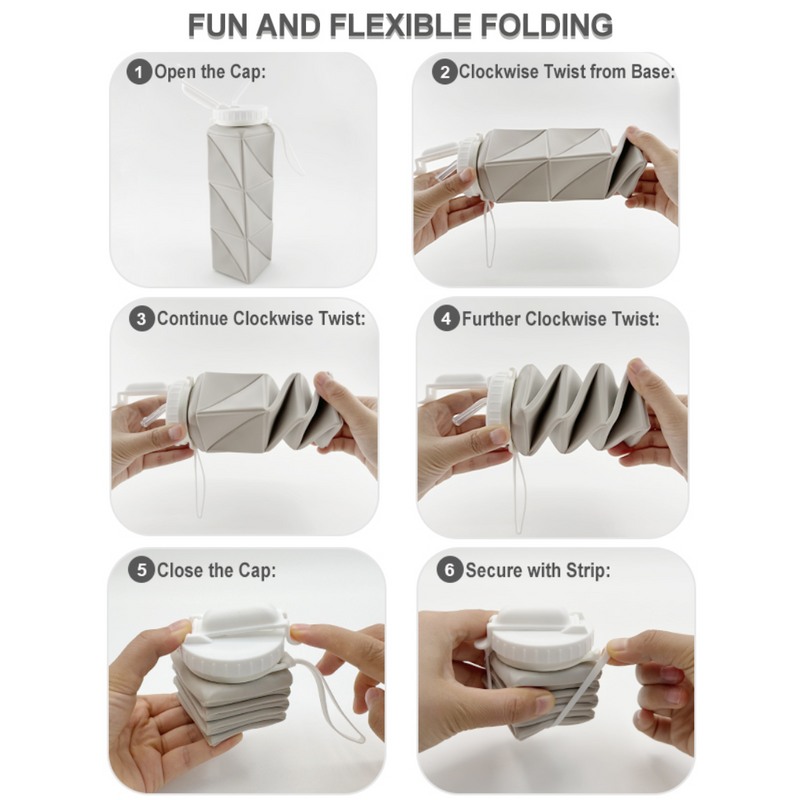 Collapsible Silicone Bottle – 610ml, Leak-proof & Portable-Black-State of Style