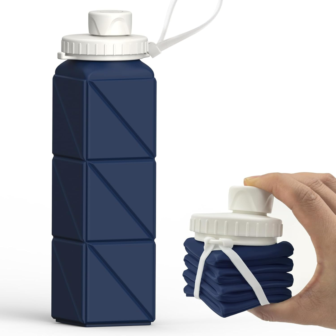 Collapsible Silicone Bottle – 610ml, Leak-proof & Portable-Dark Blue-State of Style