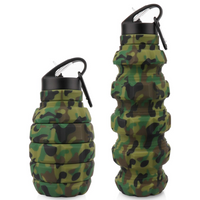 Collapsible Travel Water Bottle - 575 ML Reusable Silicone-Army Green Camouflage-State of Style