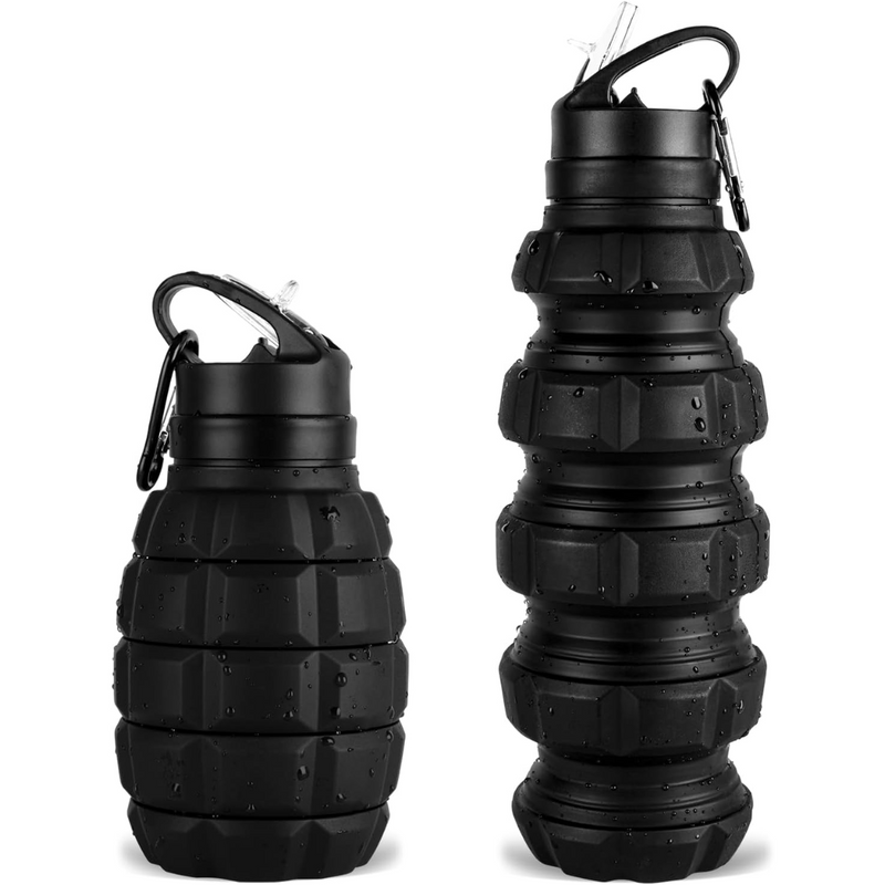 Collapsible Travel Water Bottle - 575 ML Reusable Silicone-Black-State of Style