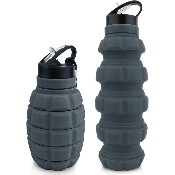 Collapsible Travel Water Bottle - 575 ML Reusable Silicone-Dark Grey-State of Style