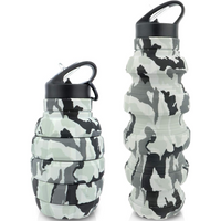 Collapsible Travel Water Bottle - 575 ML Reusable Silicone-Light Grey-State of Style