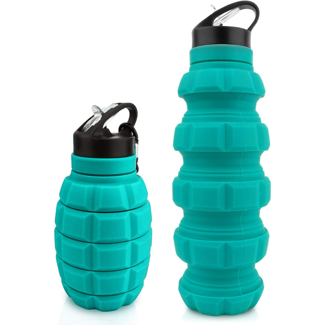 Collapsible Travel Water Bottle - 575 ML Reusable Silicone-Noble Blue-State of Style