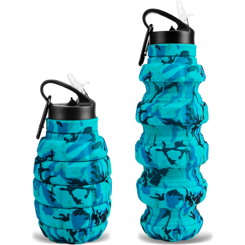 Collapsible Travel Water Bottle - 575 ML Reusable Silicone-Small Blue-State of Style