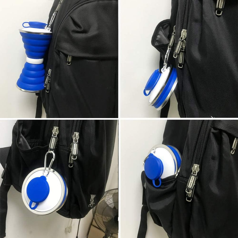 Collapsible Water Bottle with Carabiner-Black-State of Style