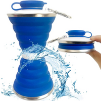Collapsible Water Bottle with Carabiner-Blue-State of Style