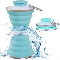 Collapsible Water Bottle with Carabiner-Green-State of Style