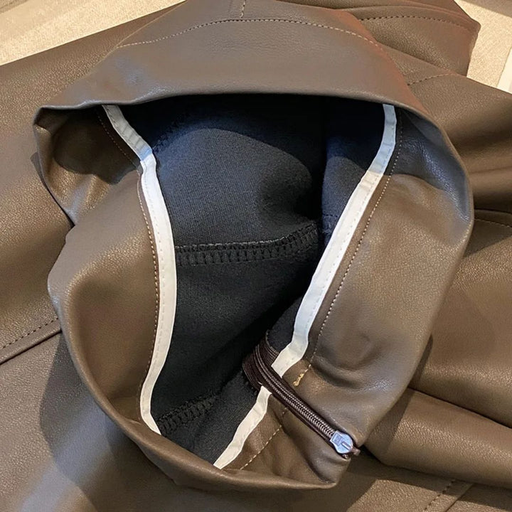 Collete Traditional Skirt – Elegant A-Line PU Leather Midi Skirt-Brown-S-State of Style