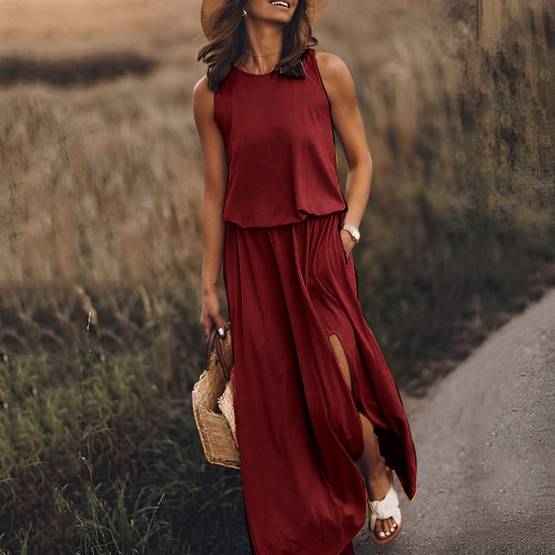 Colorful Stylish Summer Dress - Sophie Richter-Burgundy-S-50% OFF!-State of Style
