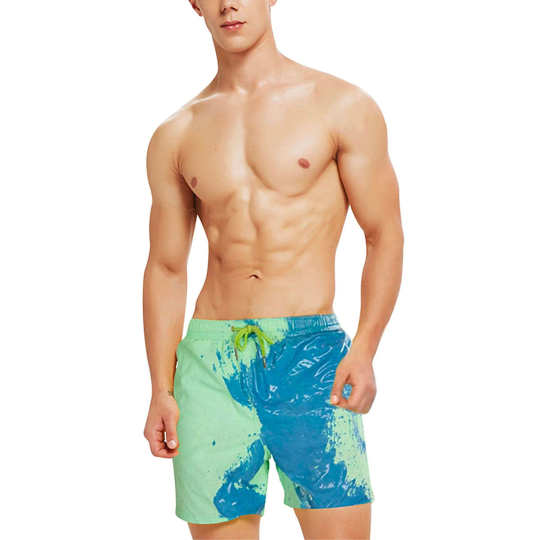 Colour-changing men's swimming shorts with thermal effect – Summer highlight 2025-Green-S-State of Style