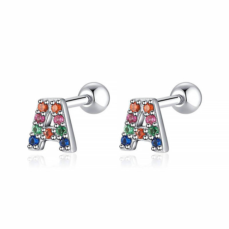 Coloured Letter Earrings - Letria-A-Silver-State of Style