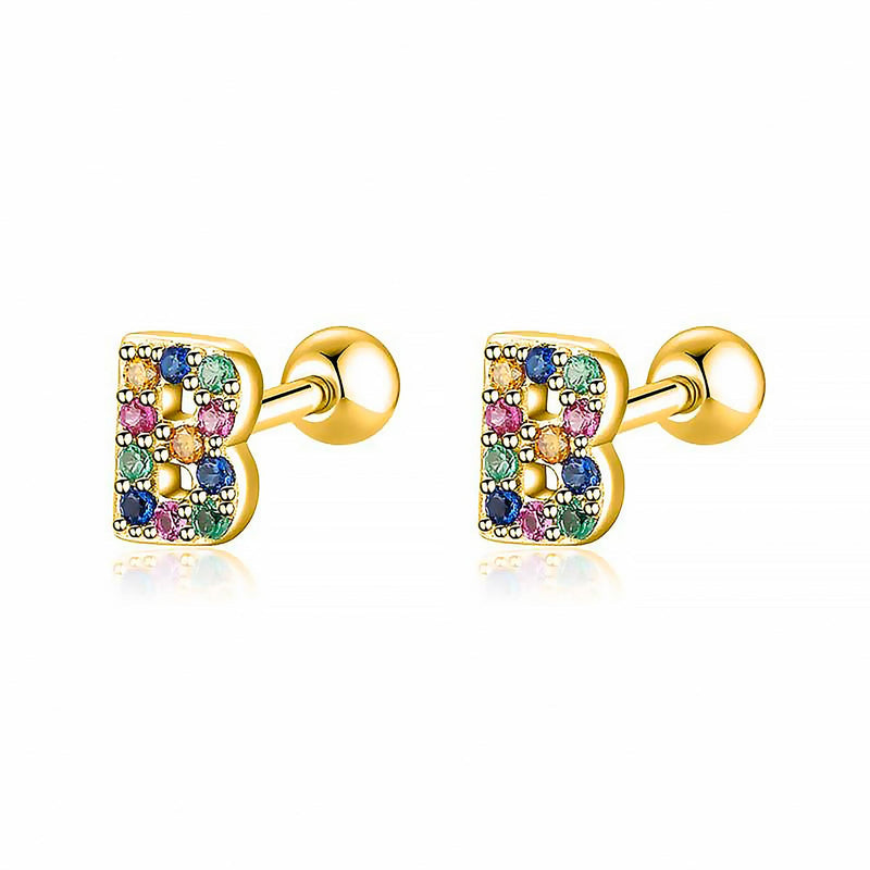 Coloured Letter Earrings - Letria-B-Gold-State of Style